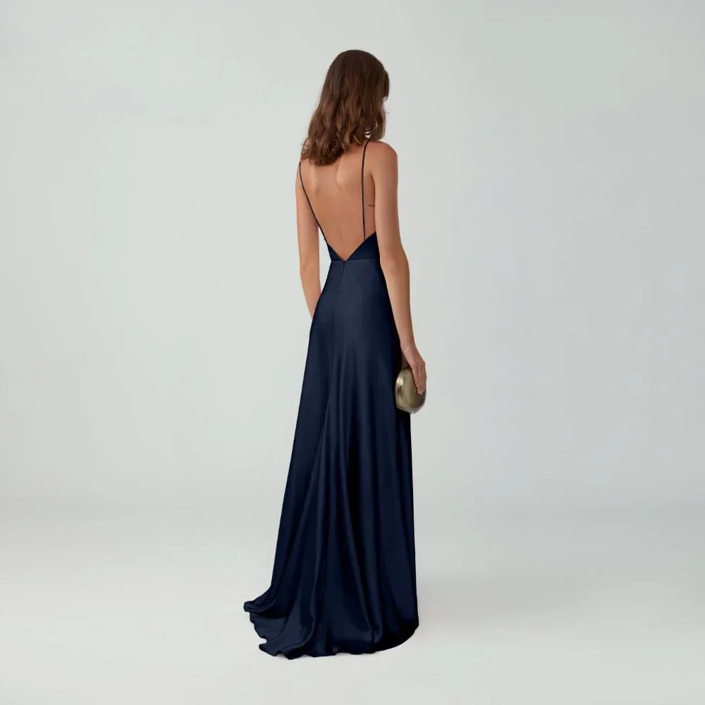 Fame and Partners Strappy Draped Gown in Navy - Picture 4 of 7